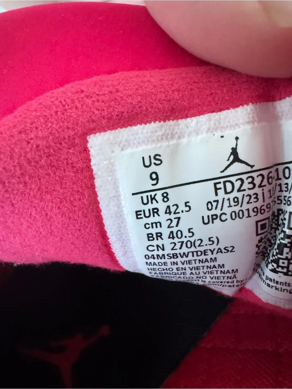 Jordan Men's Black White with Pink Liner Athletic Shoes
